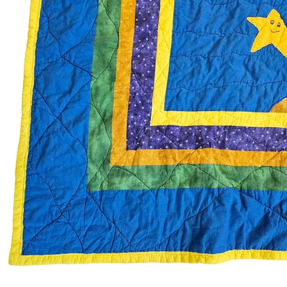 90s Beach Themed Tropical Kids Quilt Ocean Fish Appliques Full Size Under‎ Sea